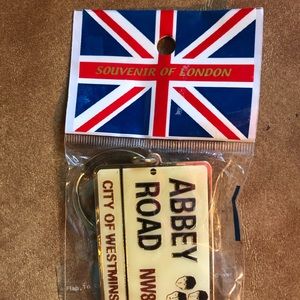 Vintage Abbey Road Key Chain NW8 Westminster Beatles Heads.  1.5” x 2.5”.